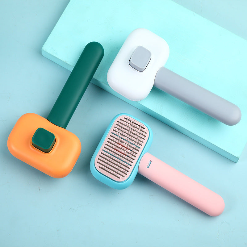 Self-cleaning pet brush