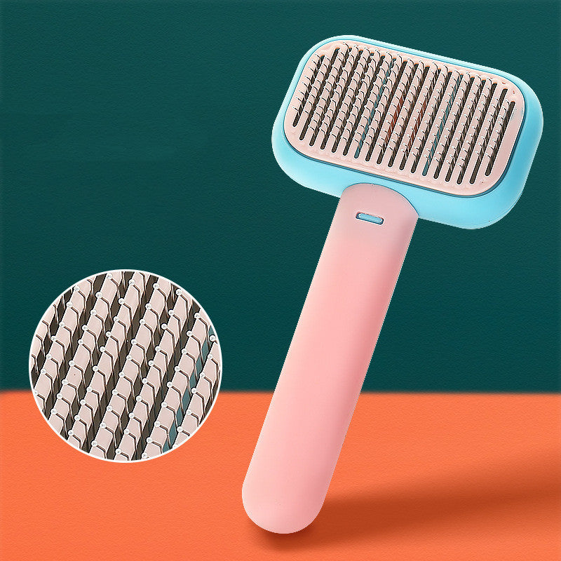 Self-cleaning pet brush